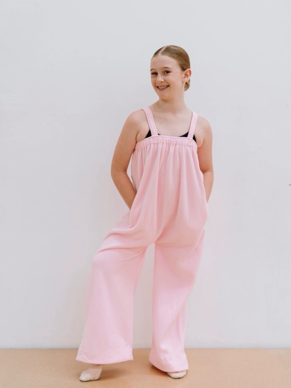Girls Pink Wide-Leg Onezie